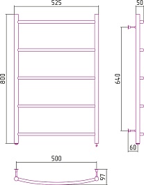 Стилье Полотенцесушитель электрический Формат 40 П 800х500 – фотография-2