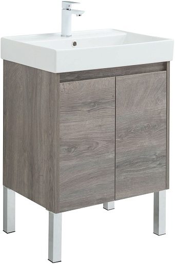 Aquanet Тумба под раковину Nova Lite 60 2 дверцы подвесная дуб рошелье – фотография-10