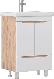 Vigo Тумба с раковиной Grani 600-2-1 белая/дуб золотой – фотография-1