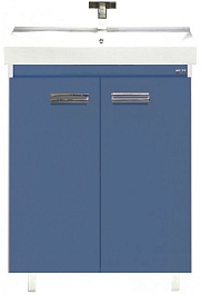 Misty Тумба с раковиной Джулия QVATRO 65 прямая синяя – фотография-1