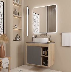 Teymi Тумба с раковиной Nura 60 дуб эврика/графит матовый T60529 раковина T50602 – фотография-3