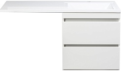 Style Line Тумба с раковиной подвесная Даллас 120 R Люкс, белая PLUS эмаль – фотография-1