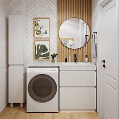 Vivon Тумба с раковиной под стиральную машину Donna 130R напольная белый глянец эмаль – фотография-11