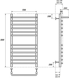 Point Полотенцесушитель электрический П11 500x800 PN09158SPE с полкой хром – фотография-4