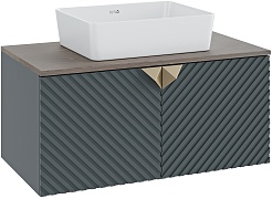 Runo Мебель для ванной Андорра 85 Tre подвесная зеленый графит/дуб коньячный – фотография-2