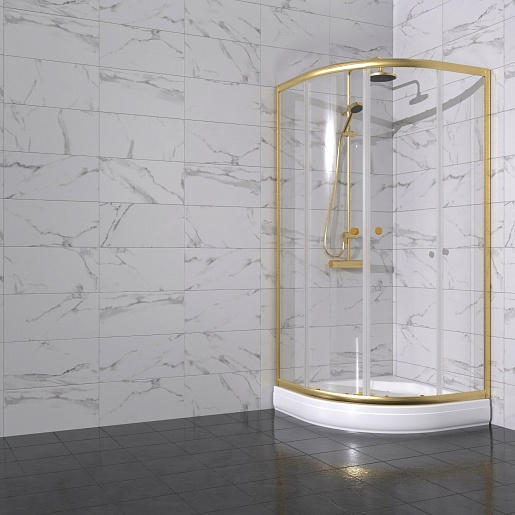 Triton Душевой уголок Альфа-Голд 90x90 стекло прозрачное профиль золото с поддоном – фотография-4