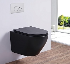 Esbano Унитаз Azalea подвесной безободковый черный матовый – фотография-2