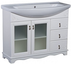 Bas Мебель для ванной Варна 105 белый, вставки стекла, 3 ящика – фотография-3