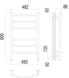 Terminus Полотенцесушитель электрический Классик П6 450x600 черный матовый – фотография-3