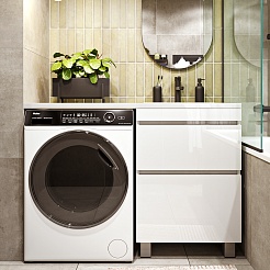 Vivon Тумба с раковиной под стиральную машину Harper 120R напольная белый глянец – фотография-1