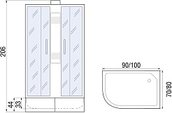 River Душевая кабина Nara Б/К XL 100/80/44 MT R – фотография-11