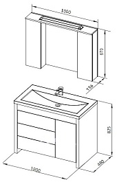 Aquanet Комплект Мебели "Тиана 100" венге, с корзиной (172818) – фотография-2