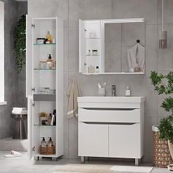 Volna Зеркальный шкаф Lake 80 L белый – фотография-9