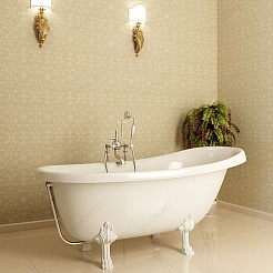 Фэма Ванна из литьевого мрамора Салерно (ножки бронза, слив-перелив бронза) – фотография-5