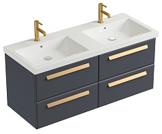 Cezares Тумба с раковиной Eco 120 с 4 ящиками grafito ручки сатиновое золото