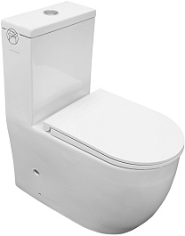 Azario Унитаз-моноблок Velluto AZ-6281 безободковый с бачком с сиденьем микролифт белый – фотография-1