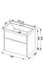 Aquanet Тумба с раковиной "Латина 70" 2 ящика (180032) – фотография-4