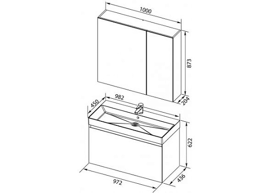 Aquanet Комплект мебели Нью-Йорк 100 орех – картинка-5