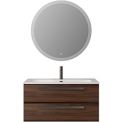 Cezares Тумба с раковиной Eco Cer-N 100 орех шоколад софт CZR-8095-100 ручки матовые чёрные – фотография-2