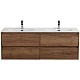 BelBagno Тумба под раковину Kraft 120 подвесная 4 ящика Rovere Tabacco двойная раковина – фотография-17