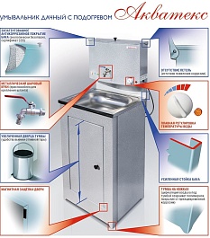 Электромаш Умывальник "Акватекс" с подогревом, пластиковая мойка, медь – фотография-2