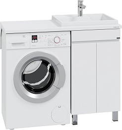 СанТа Тумба с раковиной под стиральную машину Марс 110 R 2 двери белая – фотография-1