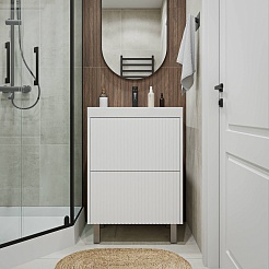 Vivon Тумба с раковиной Kristi 60 белая матовая рифленая – фотография-5