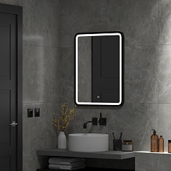 Continent Зеркало Enjoy Black Led 600x800 – фотография-10