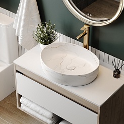 Teymi Раковина накладная Valma 50 T53103 белый мрамор – фотография-6