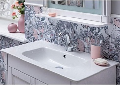 Aquanet Тумба с раковиной Селена 105 (2 дверцы), белая/патина серебро – фотография-12