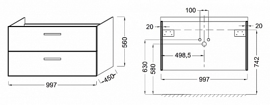 Jacob Delafon Тумба с раковиной "Ola 100" серый антрацит – картинка-5