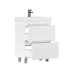 Equil Тумба с раковиной Corner 60 2 ящика напольная белая – фотография-2