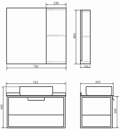 Comforty Зеркальный шкаф Кельн 75 дуб темный – фотография-7