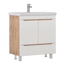 Vigo Тумба под раковину Grani 80 напольная белая/дуб золотой – фотография-1