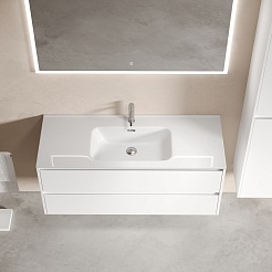 Sancos Тумба с раковиной Libra 120-1 белый глянец раковина Element 121 CN7006 – фотография-2