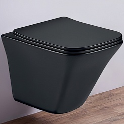 Esbano Унитаз Luchena-C подвесной безободковый черный матовый – фотография-1