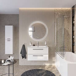 Cezares Тумба с раковиной Eco Cer-N 80 bianco opaco CZR-8073-80 ручки серые – фотография-2