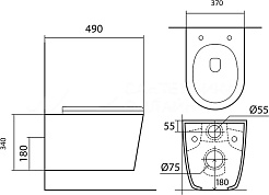 Aquatek Унитаз подвесной Вега AQ1904-00 в комплекте с инсталляцией Standard INS-0000012 с клавишей смыва KDI-0000017 матовая черная и крепления KKI-0000002 – фотография-6