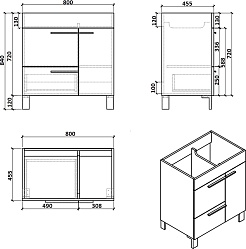 Parly Тумба с раковиной Gill 80 цементно-серый – фотография-8