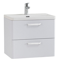 BelBagno Тумба с раковиной Due 60 подвесная Bianco Lucido ручки Белые – фотография-1