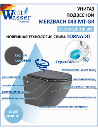 WeltWasser Унитаз подвесной MERZBACH 043 MT-GR серый – фотография-4