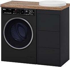 Brevita Тумба с раковиной Grafit 100 под стиральную машину графит/махагон – фотография-4