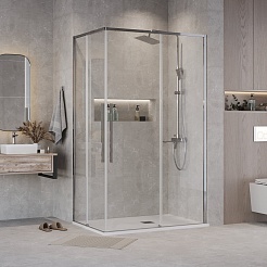 Grossman  Душевой уголок Galaxy 100x80x195 профиль хром стекло прозрачное – фотография-3