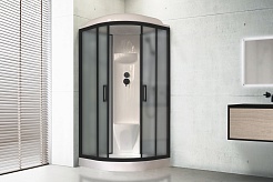 Royal Bath Душевая кабина HK RB 100HK6-GC-BL 100x100 стекло матовое профиль черный матовый – фотография-2