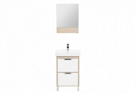 Aquanet Тумба с раковиной Гретта 55 new 2 ящика, светлый дуб – фотография-4