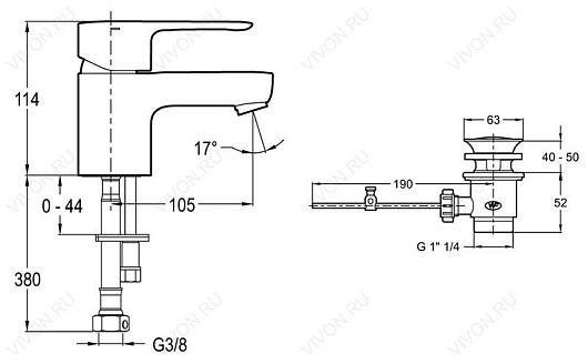 Jacob Delafon Смеситель July E16027-4-CP – картинка-3
