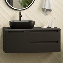 Brevita Мебель для ванной Cargo 100 подвесная черная матовая – фотография-3