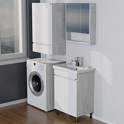 СанТа Навесной шкаф Марс 60x90 над стиральной машиной белый/светлое дерево – фотография-4