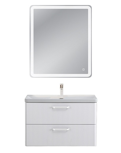 BelBagno Тумба с раковиной Due 80 подвесная Белый металлик ручки Белые – фотография-8