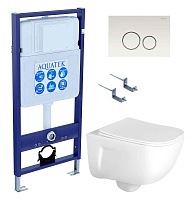 Aquatek Унитаз подвесной Дива AQ2012-00 в комплекте с инсталляцией Standard INS-0000012 с клавишей смыва KDI-0000015 белая и крепления KKI-0000002